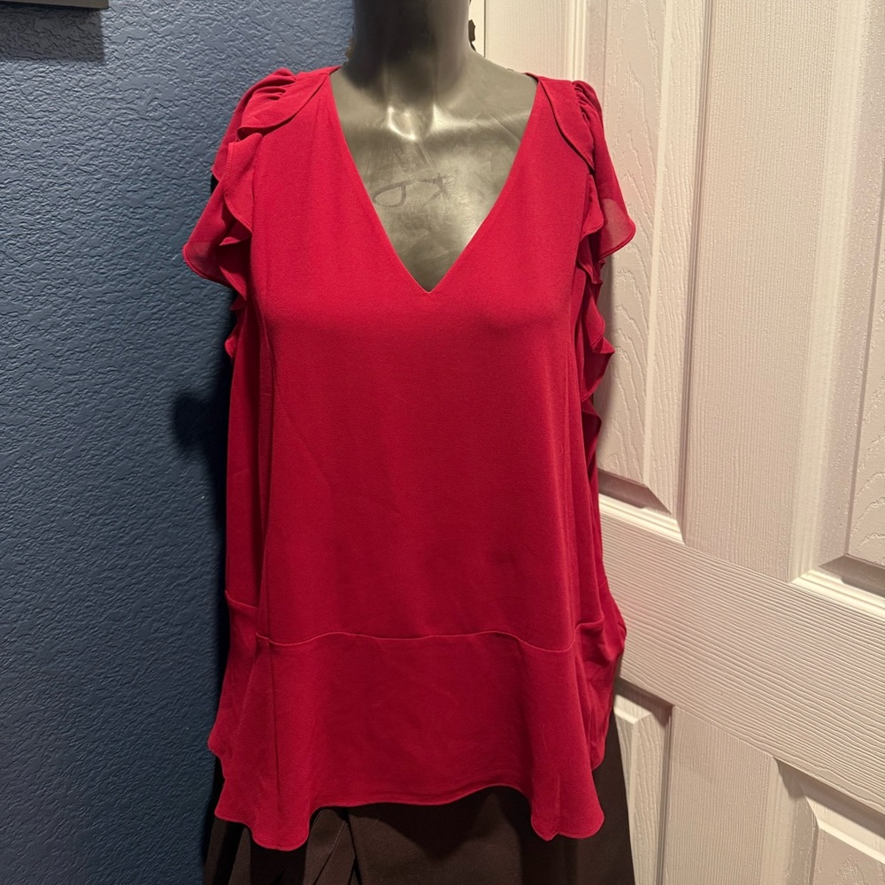 Michael Kors Mulberry Ruffle Blouse Size L
